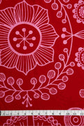 COTTON FABRIC AND CURTAINS Scandic Cotton Fabric And Curtains (Red)