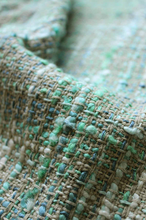 UPHOLSTERY FABRIC SWATCH Seafoam Tweed Upholstery (Mint/Blue) Swatch