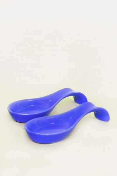 DINING ACCESSORIES Solid Mid Blue Spoon Rest (Set Of 2)