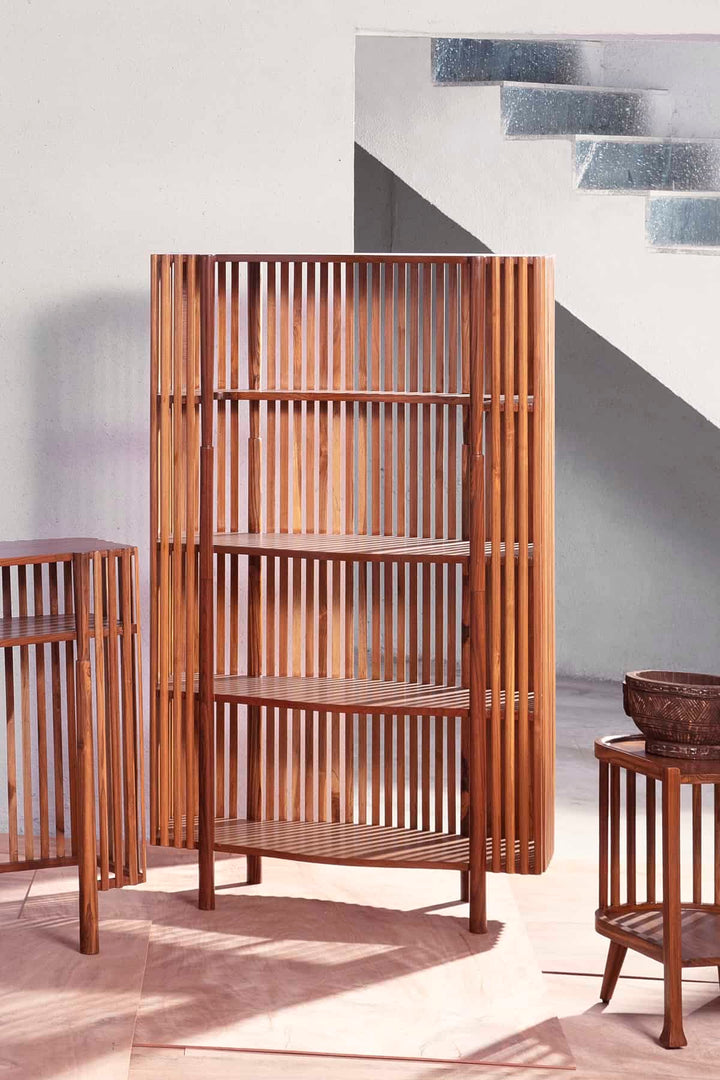 BOOKSHELF Spindle Bookshelf (Teak Wood)