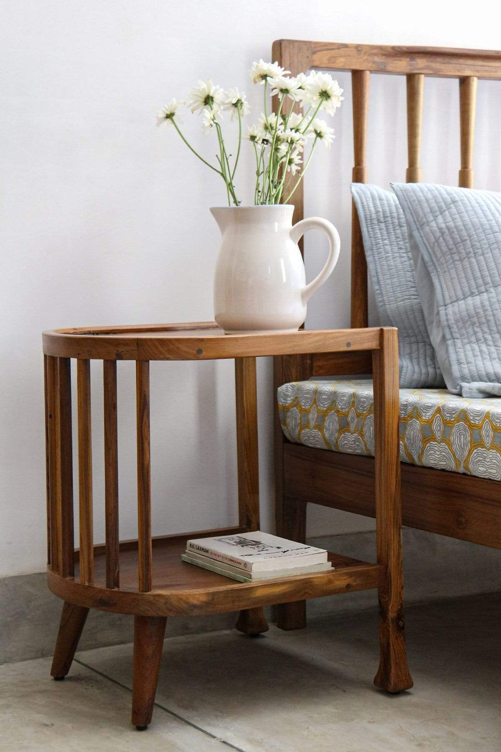BEDSIDE TABLE Spindle Teakwood Bedside Table