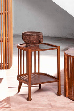 BEDSIDE TABLE Spindle Teakwood Bedside Table