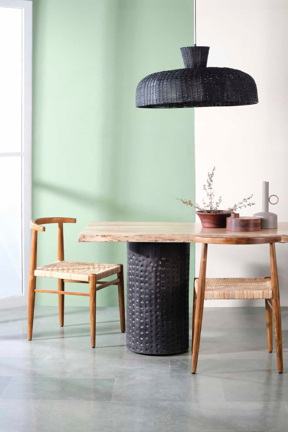 DINING CHAIR Spine Chair (Wicker And Teak Wood)