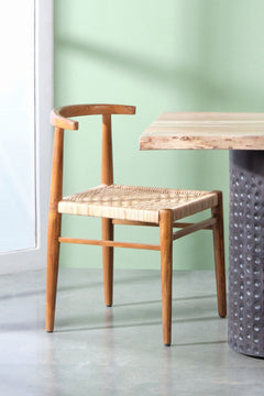 Spine Teak Wood And Wicker Chair
