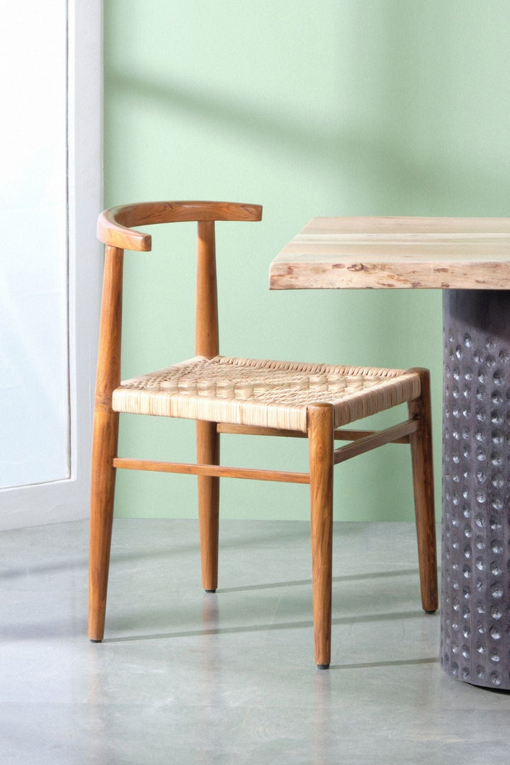 DINING CHAIR Spine Chair (Wicker And Teak Wood)