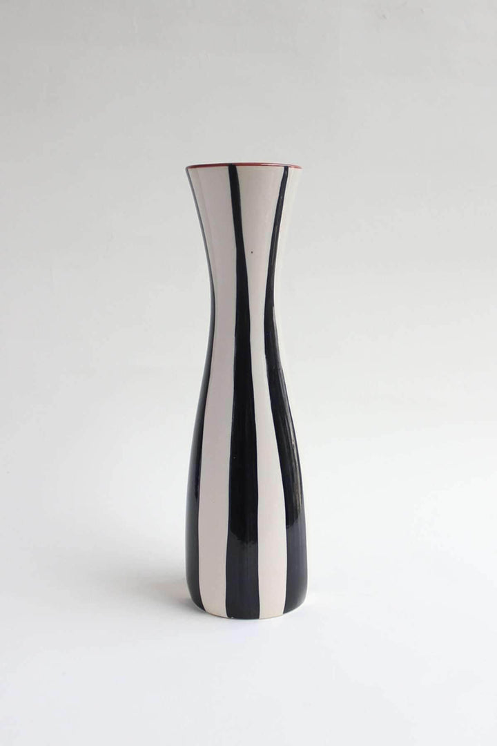 FLOWER VASE Stripe Black  White Ceramic Vase (Ceramic)