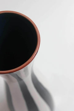 FLOWER VASE Stripe Black  White Ceramic Vase (Ceramic)