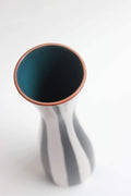 FLOWER VASE Stripe Black  White Ceramic Vase (Ceramic)