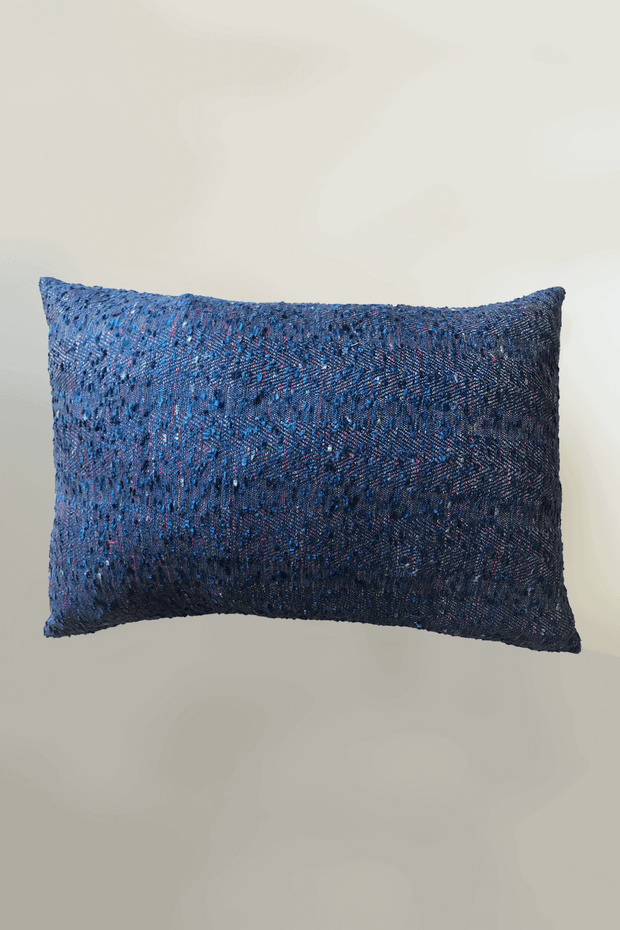 Cotton & Viscose Cushion Cover In Deep Blue Color And Textured Woven Design