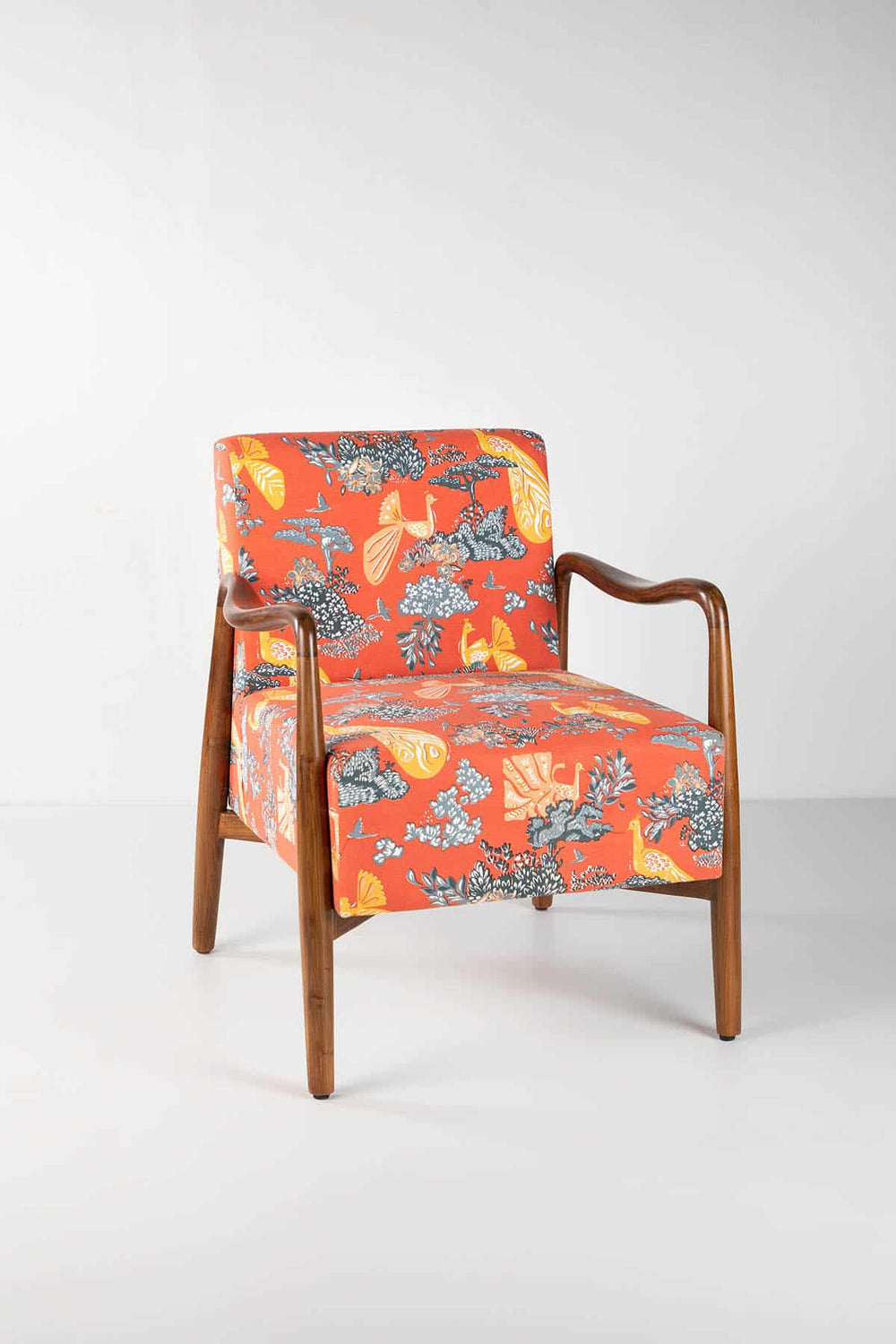 Peacock Song Coral Fabric