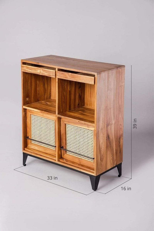 CABINET Swizinger Cabinet (Teak Wood & Wicker)