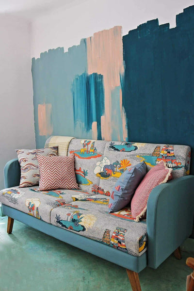 UPHOLSTERY FABRIC Temple Town Upholstery Fabric (Yellow/ Grey)