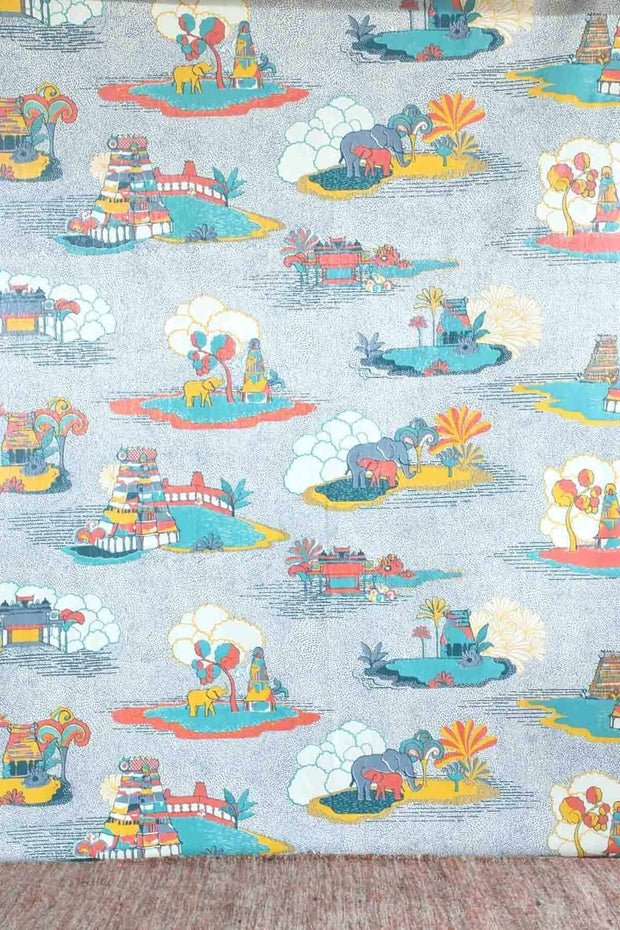 UPHOLSTERY FABRIC Temple Town Upholstery Fabric (Yellow/ Grey)