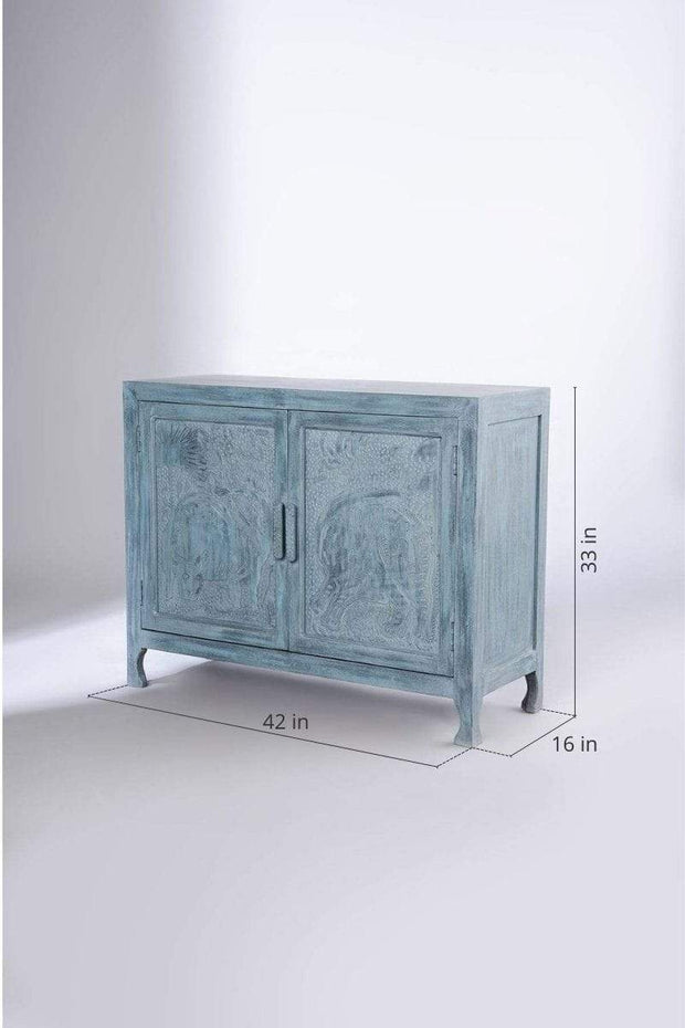 CABINETS Udanti Carved Cabinet (Washed Blue)