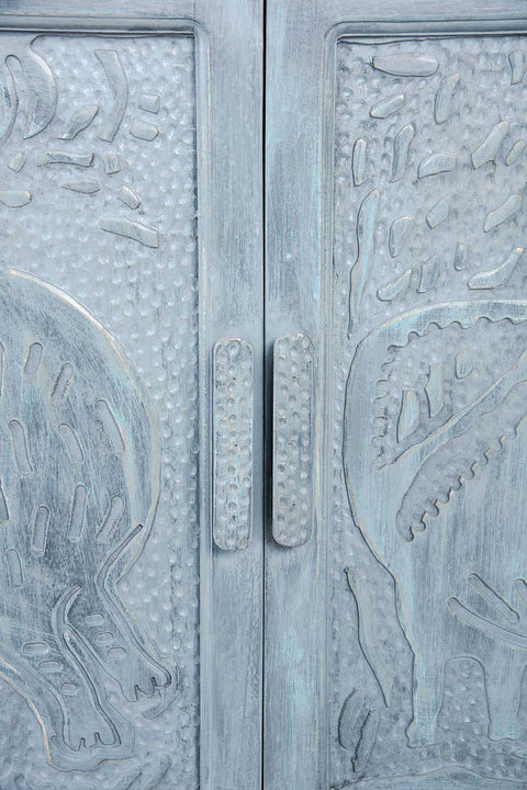 CABINETS Udanti Carved Cabinet (Washed Blue)