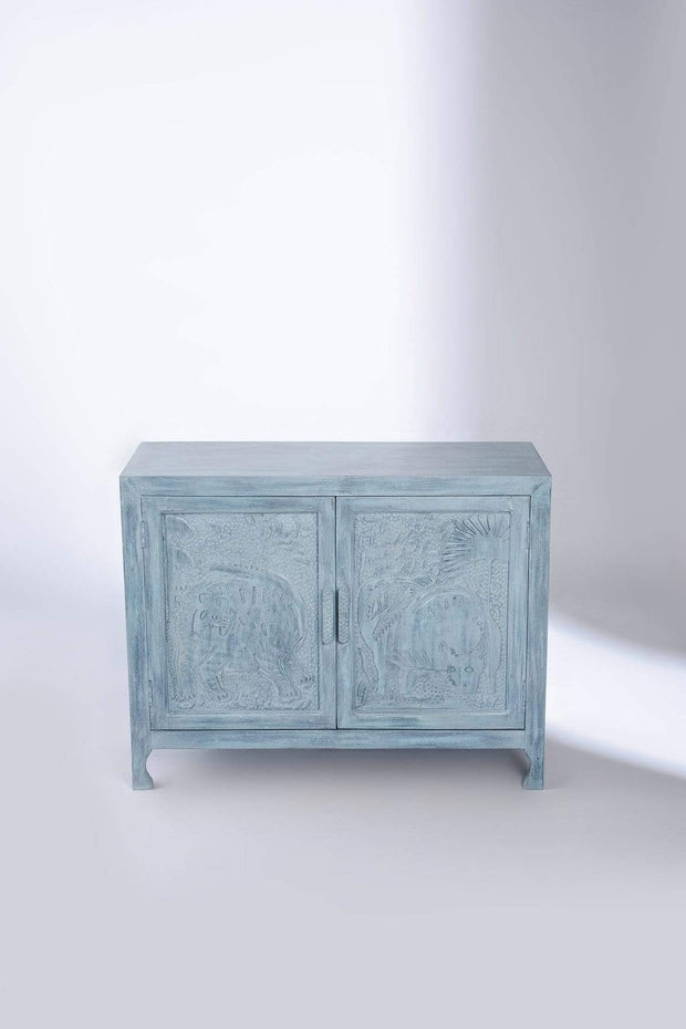 Udanti Carved Cabinet (Washed Blue)