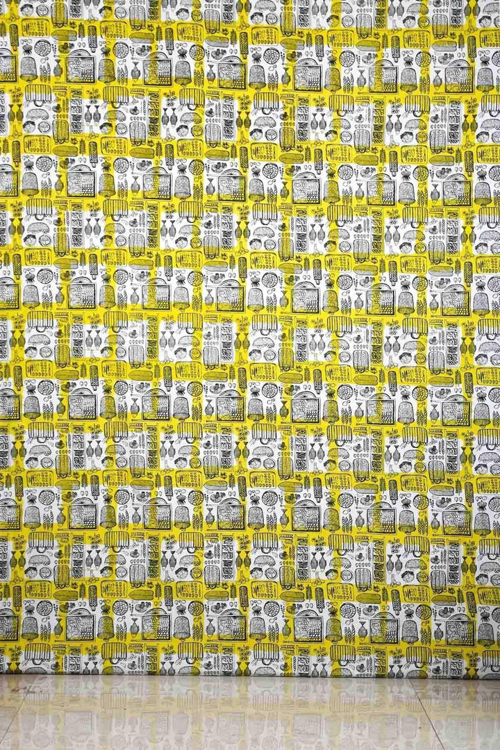 COTTON FABRIC AND CURTAINS Veg Baazar Cotton Fabric And Curtains (Black/Lime)