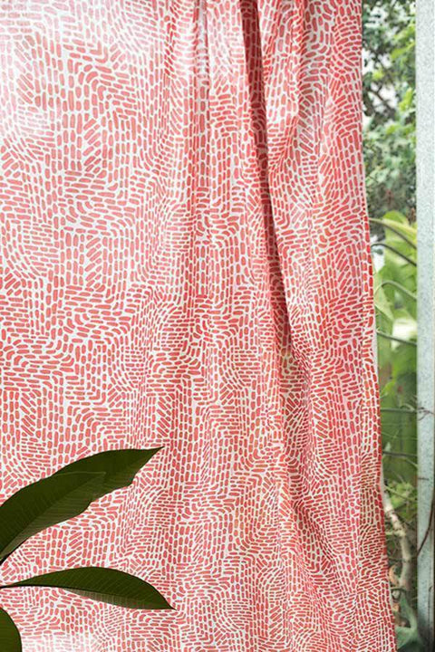 SHEER FABRIC AND CURTAINS Waymore Sheer Fabric And Curtains (Bright Coral)