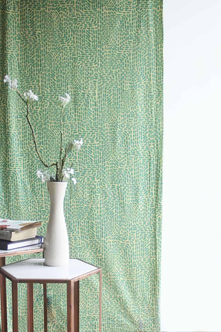 COTTON FABRIC AND CURTAINS Waymore Cotton Fabric And Curtains (Yellow/Turquoise)