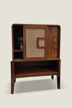 BAR CABINET Wicker Bar Cabinet (Teak Wood)