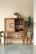 BAR CABINET Wicker Bar Cabinet (Teak Wood)