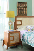 BEDSIDE TABLE Wicker Bedside Table (Teak Wood)