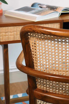 ARMCHAIR Wicker Office Chair (Teak Wood)