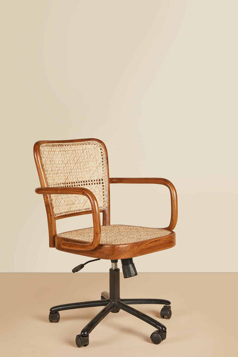 ARMCHAIR Wicker Office Chair (Teak Wood)