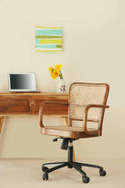 Teak Wood And Wicker Study Chair