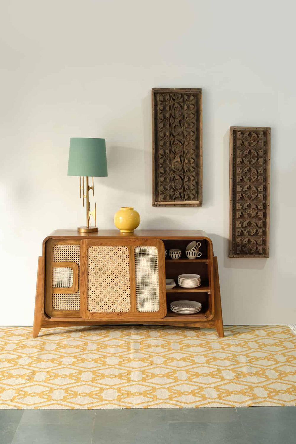 SIDEBOARD Wicker Sideboard (Teak Wood)