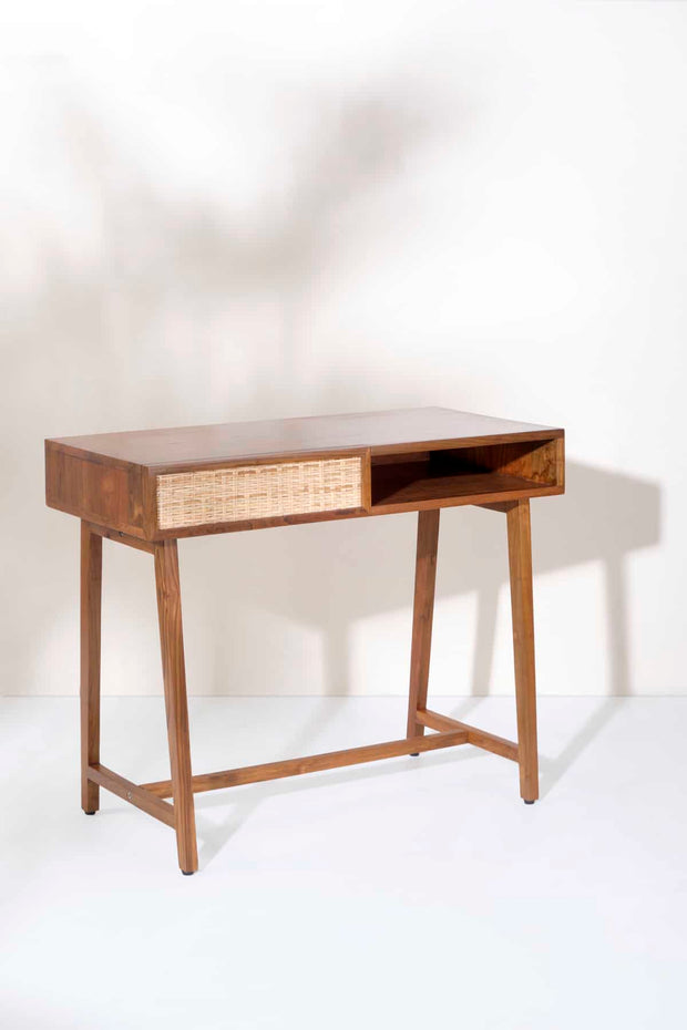 STUDY TABLE Wicker Study Table (Teak Wood)