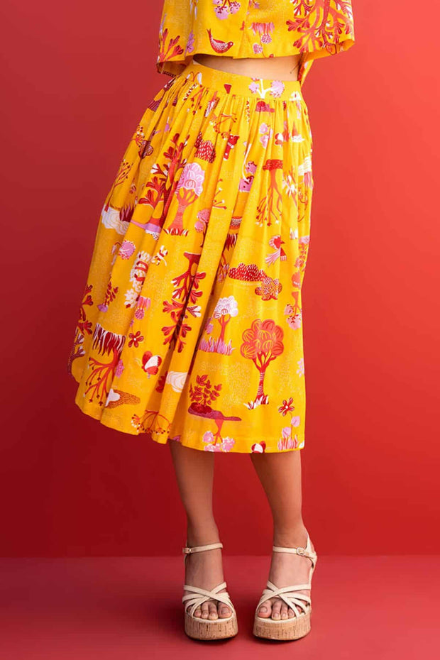 BOTTOMS Wonderland Midi Skirt (Hello Yellow)