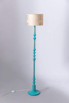 Wooden Teak Wood Floor Lamp (Washed Mint)