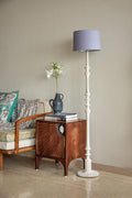 FLOOR LAMP Wooden Teak Wood Floor Lamp (White Wash)