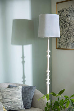 FLOOR LAMP Wooden Teak Wood Floor Lamp (White Wash)