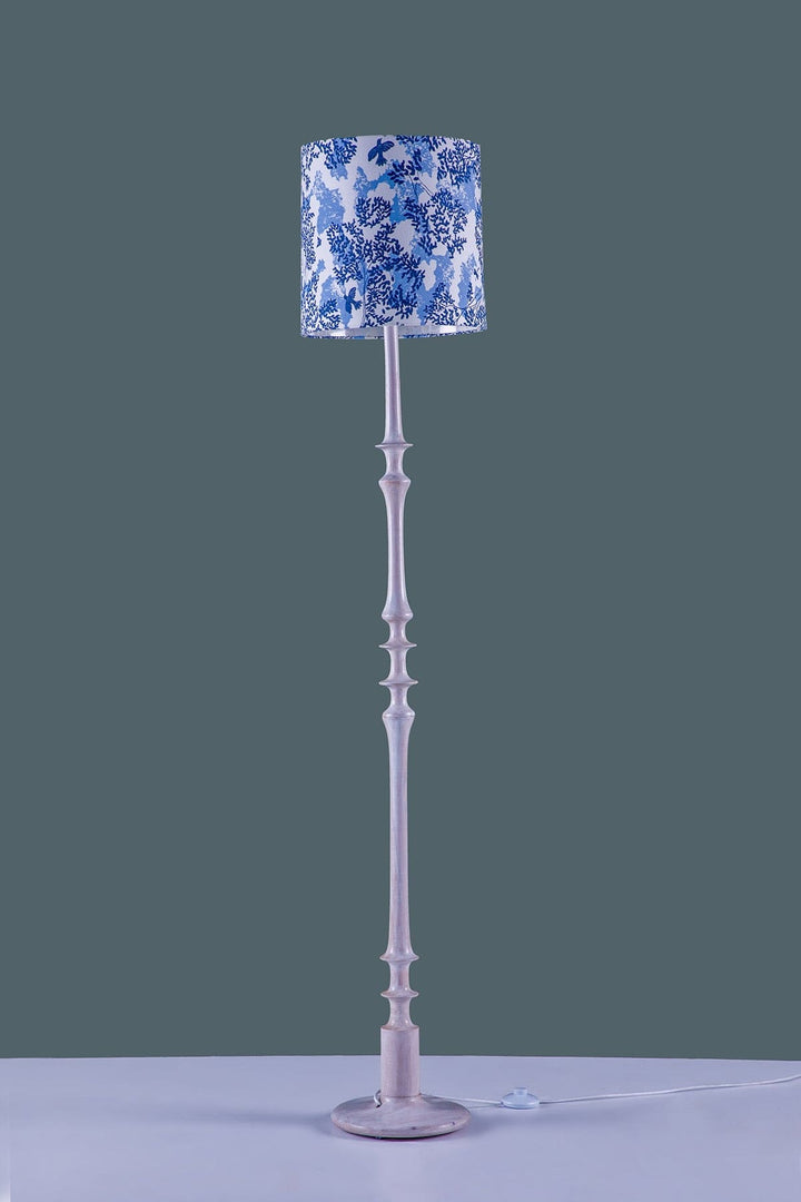 FLOOR LAMP Wooden Teak Wood Floor Lamp (White Wash)