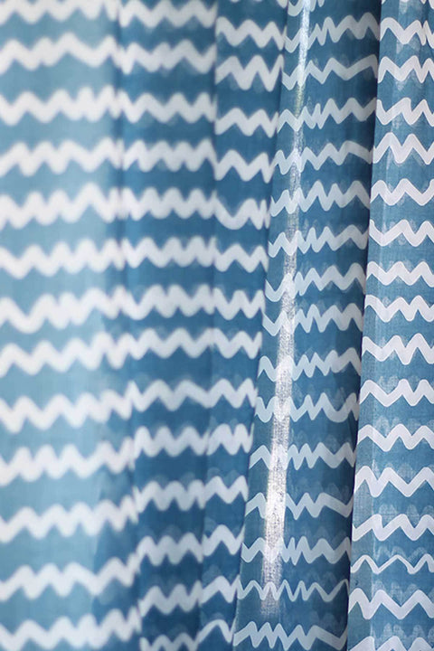 SHEER FABRIC AND CURTAINS Worli Water Sheer Fabric And Curtains (Teal)