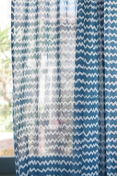 SHEER FABRIC AND CURTAINS Worli Water Sheer Fabric And Curtains (Teal)
