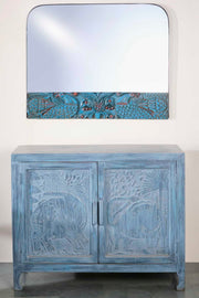 Buy Udanti Carved Cabinet (Washed Blue) Online | Freedomtree.In