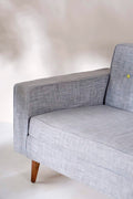 Upholstered Bundle Retro Button Down Sofa in Raffia Misty Grey Fabric
