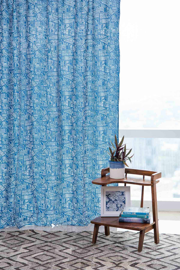 COTTON FABRIC AND CURTAINS SWATCH Back Bay Cotton Fabric And Curtains Swatch (Blue)