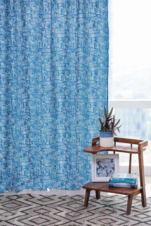 COTTON FABRIC AND CURTAINS SWATCH Back Bay Cotton Fabric And Curtains Swatch (Blue)