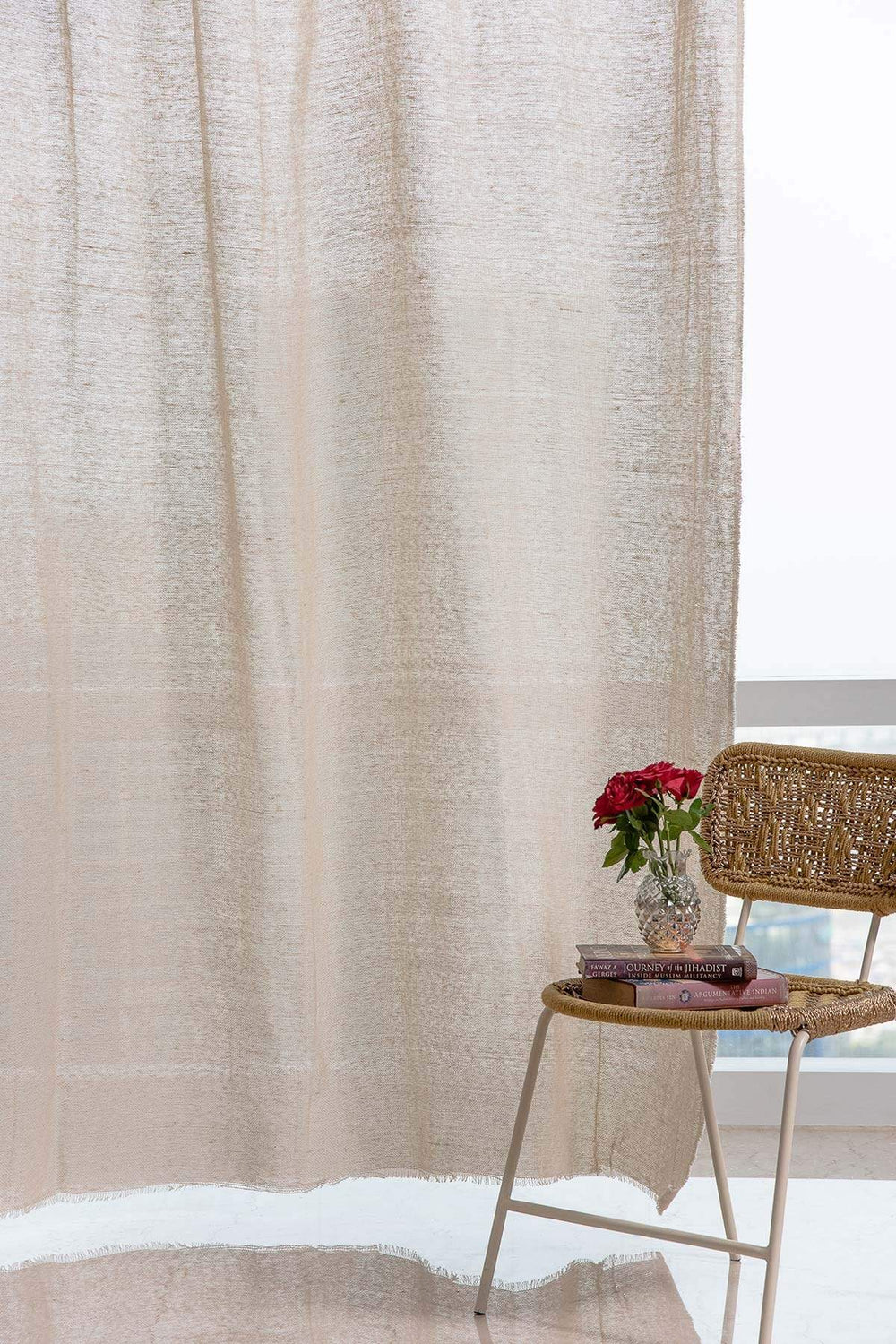 WINDOW BLINDS Loose Weave Beige Window Blinds In Cotton Fabric
