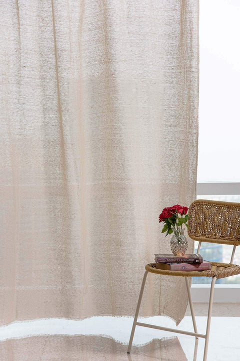 WINDOW BLINDS Loose Weave Beige Window Blinds In Cotton Fabric