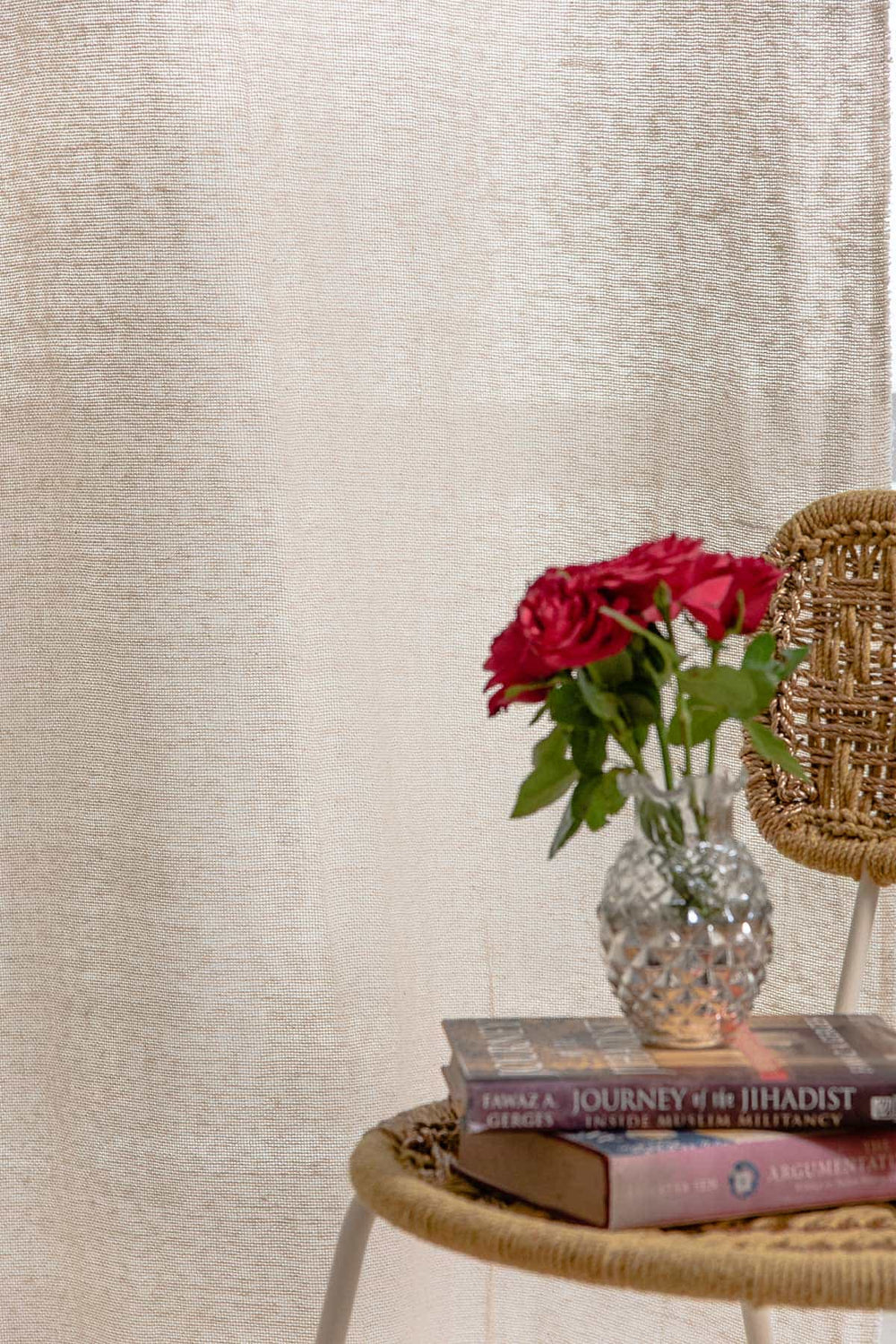 WINDOW BLINDS Loose Weave Beige Window Blinds In Cotton Fabric