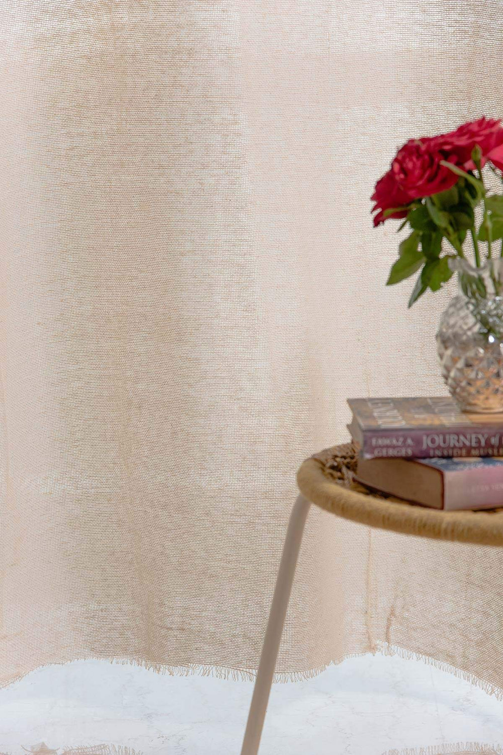 WINDOW BLINDS Loose Weave Beige Window Blinds In Cotton Fabric