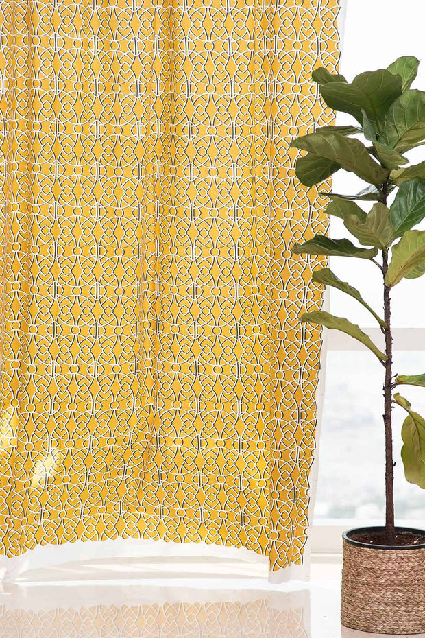COTTON CURTAINS Gallica Soft Yellow Cotton Curtain & Blinds