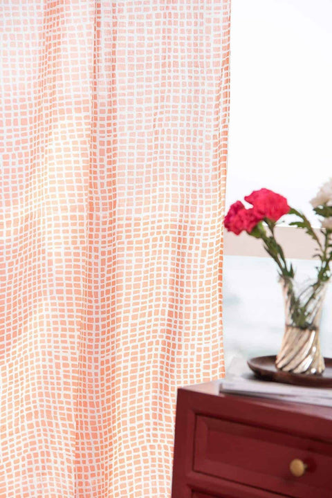 SHEER FABRIC AND CURTAINS Grille Sheer Fabric And Curtains (Soft Pink)