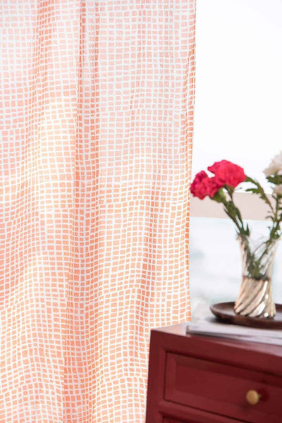 WINDOW CURTAINS Grille Soft Pink Window Curtain In Sheer Fabric