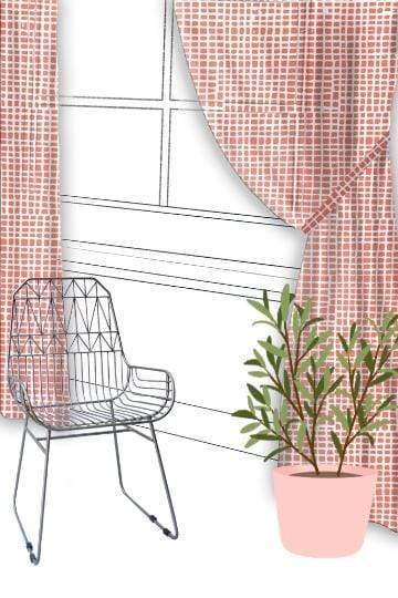 WINDOW CURTAINS Grille Soft Pink Window Curtain In Sheer Fabric